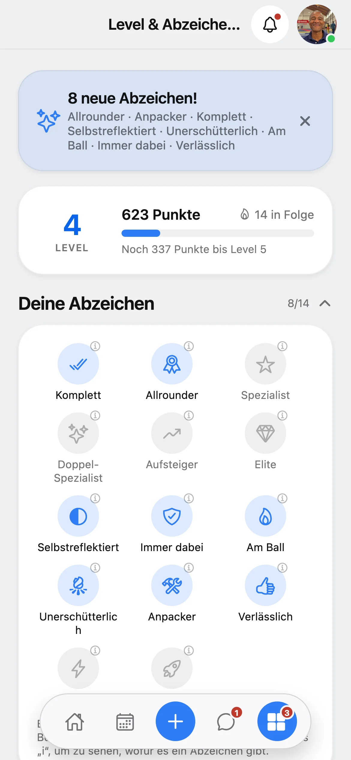 Squova auf dem Handy: die Rangliste wird aufgeklappt